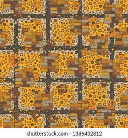 Seamless abstraction from square brick walls drawn by hand, with a colorful background.