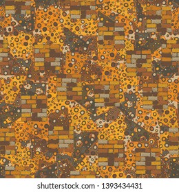 Seamless abstraction from square brick walls drawn by hand, with a colorful background.