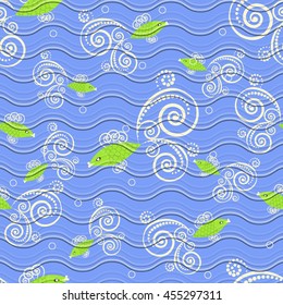 Seamless abstraction vector illustration. Marine fish