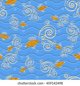 Seamless abstraction vector illustration. Marine fish
