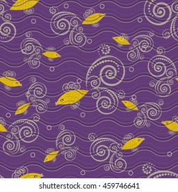 Seamless abstraction vector illustration. Marine fish