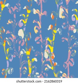 seamless abstrct flowers pattern on blue background , greeting card or fabric