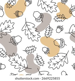 Patrón de bellotas sin fisuras en estilo doodle