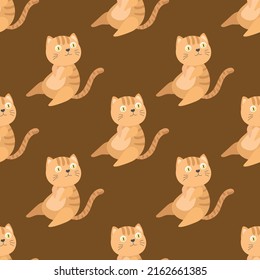 Seamless adorable cat cartoon pattern