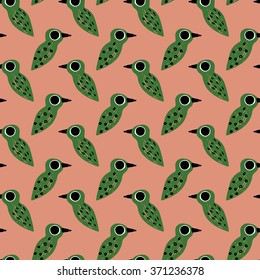 Seamless adorable scandinavian style geometric hand drawn birds illustration background pattern in vector 