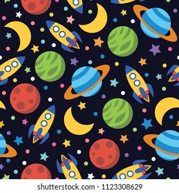 seamless adventure space vector pattern background. space pattern