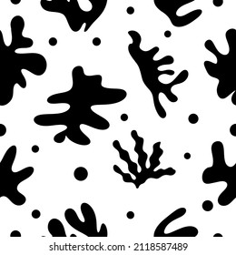 Seamless aesthetic pattern with hand drawn abstract shapes. Creative scandinavian kids fabric, wrapping texture, textile, home apparel. Vector