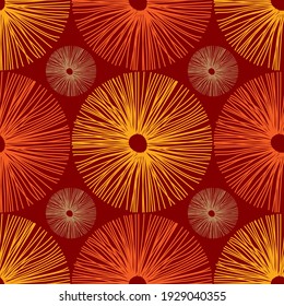 Seamless African Art Deco Patter in Red and Orange for Fabric and Textile Print