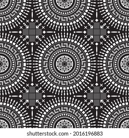Seamless African Boho Design Pattern in Black and White for Fabric and Textile Print