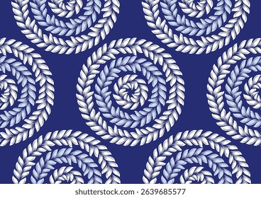 Seamless African ethnic fabric pattern circular leaf design, traditional textile art for fashion fabric, printing, abstract vector art background not created by AI