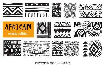 Seamless African modern art patterns. Vector collection