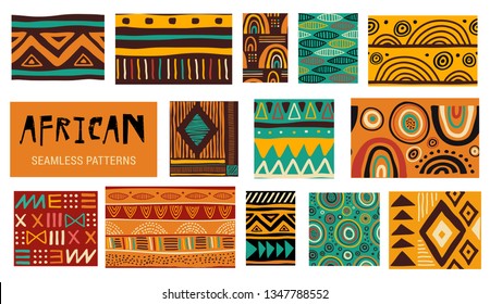 Seamless African modern art patterns. Vector collection