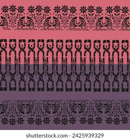 Seamless African pattern with black decorative border design.