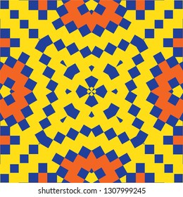 Seamless African pattern. Ethnic carpet with chevrons and triangles. Aztec style. Geometric mosaic with triangles on the tile. Ancient interior. Tiles background Seamless abstract mosaic pattern