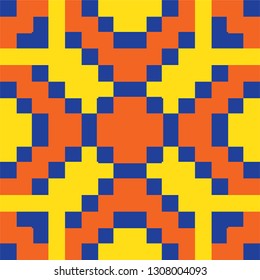 Seamless African pattern. Ethnic carpet with chevrons and triangles. Aztec style. Geometric mosaic with triangles on the tile. Ancient interior. Tiles background Seamless abstract mosaic pattern