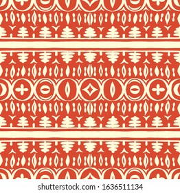Seamless African pattern. Ethnic carpet with chevrons. Tribal vector ornament. Aztec style. Geometric mosaic on the tile, majolica. Ancient interior. Modern rug. Geo print on textile. Kente Cloth.
