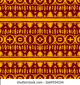 Seamless African pattern. Ethnic carpet with chevrons. Tribal vector ornament. Aztec style. Geometric mosaic on the tile, majolica. Ancient interior. Modern rug. Geo print on textile. Kente Cloth.