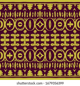 Seamless African pattern. Ethnic carpet with chevrons. Tribal vector ornament. Aztec style. Geometric mosaic on the tile, majolica. Ancient interior. Modern rug. Geo print on textile. Kente Cloth.