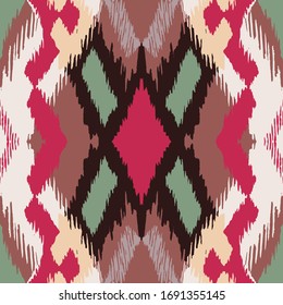 Seamless African pattern. Ethnic carpet with chevrons. Tribal vector ornament. Aztec style. Geometric mosaic on the tile, majolica. Ancient interior. Modern rug. Geo print on textile. Kente Cloth.
