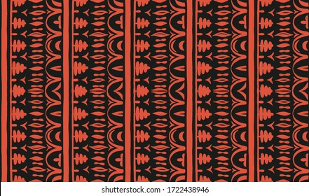 Seamless African pattern. Ethnic carpet with chevrons. Tribal vector ornament. Aztec style. Geometric mosaic on the tile, majolica. Ancient interior. Modern rug. Geo print on textile. Kente Cloth.