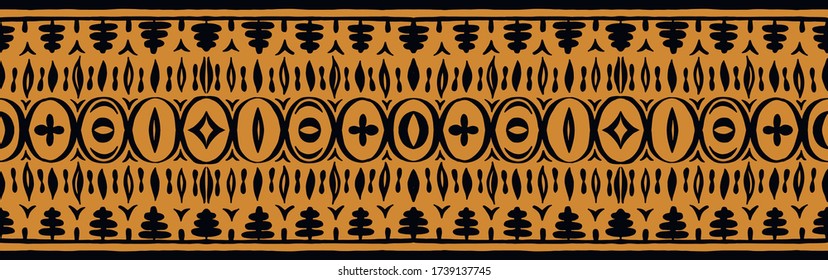Seamless African pattern. Ethnic carpet with chevrons. Tribal vector ornament. Aztec style. Geometric mosaic on the tile, majolica. Ancient interior. Modern rug. Geo print on textile. Kente Cloth.
