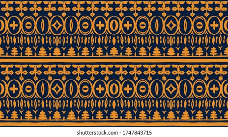 Seamless African pattern. Ethnic carpet with chevrons. Tribal vector ornament. Aztec style. Geometric mosaic on the tile, majolica. Ancient interior. Modern rug. Geo print on textile. Kente Cloth.