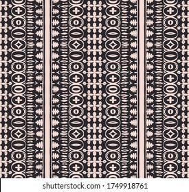 Nahtloses afrikanisches Muster. Ethnischer Teppich mit Chevronen. Stammesvektorschmuck. Aztec-Stil. Geometrisches Mosaik auf der Kachel, Majolika. Altes Interieur. Moderner Teppich. Geodruck auf Textilien. Kente Tuch.