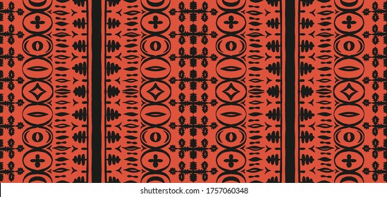 Seamless African pattern. Ethnic carpet with chevrons. Tribal vector ornament. Aztec style. Geometric mosaic on the tile, majolica. Ancient interior. Modern rug. Geo print on textile. Kente Cloth.