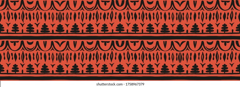 Seamless African pattern. Ethnic carpet with chevrons. Tribal vector ornament. Aztec style. Geometric mosaic on the tile, majolica. Ancient interior. Modern rug. Geo print on textile. Kente Cloth.