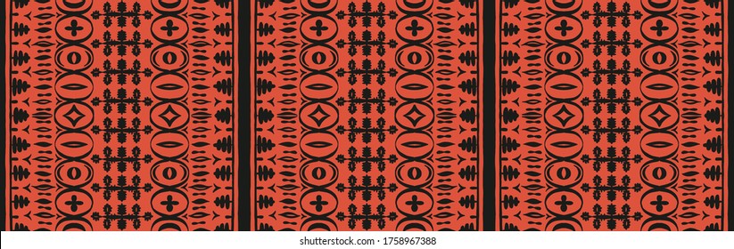 Seamless African pattern. Ethnic carpet with chevrons. Tribal vector ornament. Aztec style. Geometric mosaic on the tile, majolica. Ancient interior. Modern rug. Geo print on textile. Kente Cloth.