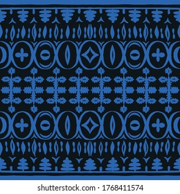 Seamless African pattern. Ethnic carpet with chevrons. Tribal vector ornament. Aztec style. Geometric mosaic on the tile, majolica. Ancient interior. Modern rug. Geo print on textile. Kente Cloth.