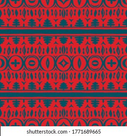 Seamless African pattern. Ethnic carpet with chevrons. Tribal vector ornament. Aztec style. Geometric mosaic on the tile, majolica. Ancient interior. Modern rug. Geo print on textile. Kente Cloth.