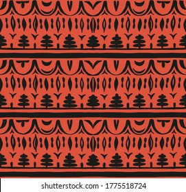 Seamless African pattern. Ethnic carpet with chevrons. Tribal vector ornament. Aztec style. Geometric mosaic on the tile, majolica. Ancient interior. Modern rug. Geo print on textile. Kente Cloth.