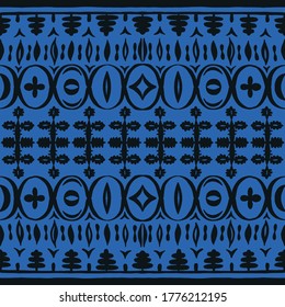 Seamless African pattern. Ethnic carpet with chevrons. Tribal vector ornament. Aztec style. Geometric mosaic on the tile, majolica. Ancient interior. Modern rug. Geo print on textile. Kente Cloth.