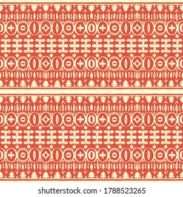 Seamless African pattern. Ethnic carpet with chevrons. Tribal vector ornament. Aztec style. Geometric mosaic on the tile, majolica. Ancient interior. Modern rug. Geo print on textile. Kente Cloth.