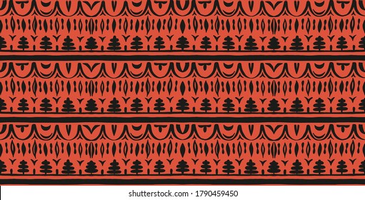 Seamless African pattern. Ethnic carpet with chevrons. Tribal vector ornament. Aztec style. Geometric mosaic on the tile, majolica. Ancient interior. Modern rug. Geo print on textile. Kente Cloth.