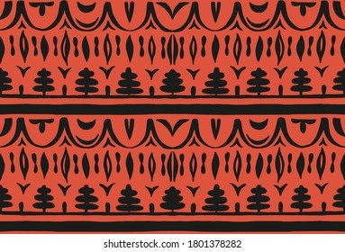 Seamless African pattern. Ethnic carpet with chevrons. Tribal vector ornament. Aztec style. Geometric mosaic on the tile, majolica. Ancient interior. Modern rug. Geo print on textile. Kente Cloth.