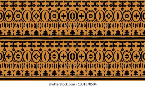 Seamless African pattern. Ethnic carpet with chevrons. Tribal vector ornament. Aztec style. Geometric mosaic on the tile, majolica. Ancient interior. Modern rug. Geo print on textile. Kente Cloth.