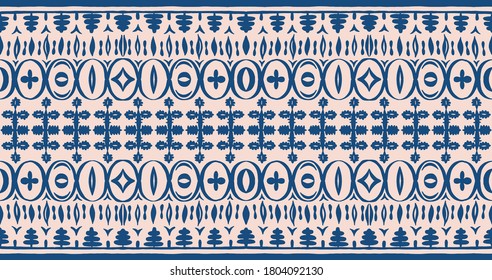 Nahtloses afrikanisches Muster. Ethnischer Teppich mit Chevronen. Stammesvektorschmuck. Aztec-Stil. Geometrisches Mosaik auf der Kachel, Majolika. Altes Interieur. Moderner Teppich. Geodruck auf Textilien. Kente Tuch.