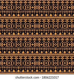 Seamless African pattern. Ethnic carpet with chevrons. Tribal vector ornament. Aztec style. Geometric mosaic on the tile, majolica. Ancient interior. Modern rug. Geo print on textile. Kente Cloth.