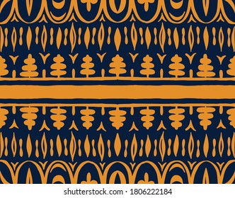 Nahtloses afrikanisches Muster. Ethnischer Teppich mit Chevronen. Stammesvektorschmuck. Aztec-Stil. Geometrisches Mosaik auf der Kachel, Majolika. Altes Interieur. Moderner Teppich. Geodruck auf Textilien. Kente Tuch.