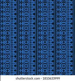Nahtloses afrikanisches Muster. Ethnischer Teppich mit Chevronen. Stammesvektorschmuck. Aztec-Stil. Geometrisches Mosaik auf der Kachel, Majolika. Altes Interieur. Moderner Teppich. Geodruck auf Textilien. Kente Tuch.