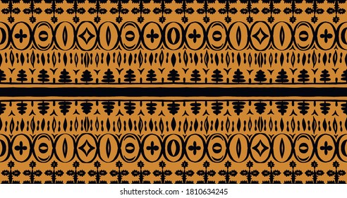 Seamless African pattern. Ethnic carpet with chevrons. Tribal vector ornament. Aztec style. Geometric mosaic on the tile, majolica. Ancient interior. Modern rug. Geo print on textile. Kente Cloth.