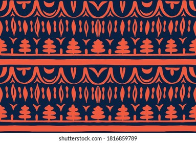 Seamless African pattern. Ethnic carpet with chevrons. Tribal vector ornament. Aztec style. Geometric mosaic on the tile, majolica. Ancient interior. Modern rug. Geo print on textile. Kente Cloth.