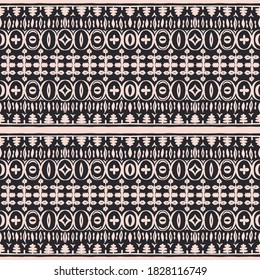 Seamless African pattern. Ethnic carpet with chevrons. Tribal vector ornament. Aztec style. Geometric mosaic on the tile, majolica. Ancient interior. Modern rug. Geo print on textile. Kente Cloth.