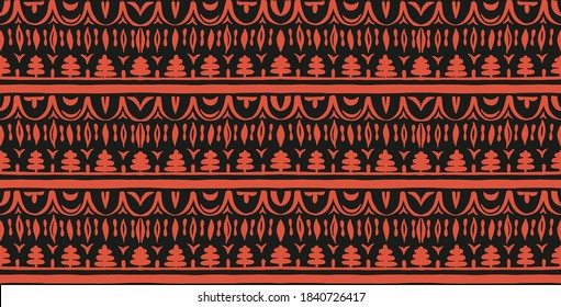Seamless African pattern. Ethnic carpet with chevrons. Tribal vector ornament. Aztec style. Geometric mosaic on the tile, majolica. Ancient interior. Modern rug. Geo print on textile. Kente Cloth.
