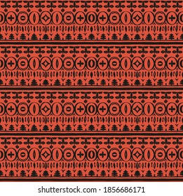 Seamless African pattern. Ethnic carpet with chevrons. Tribal vector ornament. Aztec style. Geometric mosaic on the tile, majolica. Ancient interior. Modern rug. Geo print on textile. Kente Cloth.