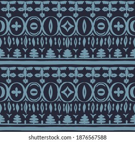 Nahtloses afrikanisches Muster. Ethnischer Teppich mit Chevronen. Stammesvektorschmuck. Aztec-Stil. Geometrisches Mosaik auf der Kachel, Majolika. Altes Interieur. Moderner Teppich. Geodruck auf Textilien. Kente Tuch.
