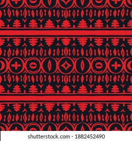 Nahtloses afrikanisches Muster. Ethnischer Teppich mit Chevronen. Stammesvektorschmuck. Aztec-Stil. Geometrisches Mosaik auf der Kachel, Majolika. Altes Interieur. Moderner Teppich. Geodruck auf Textilien. Kente Tuch.