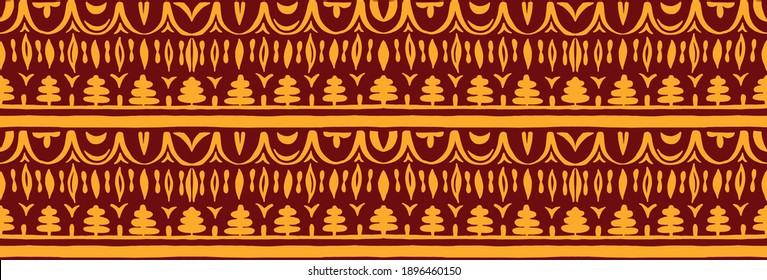 Seamless African pattern. Ethnic carpet with chevrons. Tribal vector ornament. Aztec style. Geometric mosaic on the tile, majolica. Ancient interior. Modern rug. Geo print on textile. Kente Cloth.